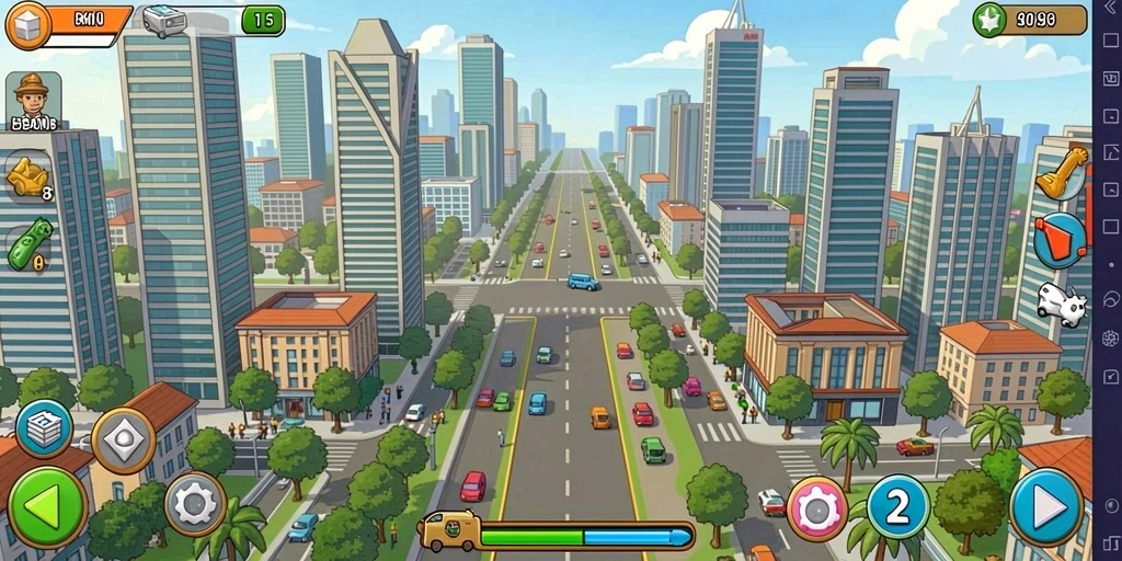 Tangkapan layar level yang penuh warna dan detail.